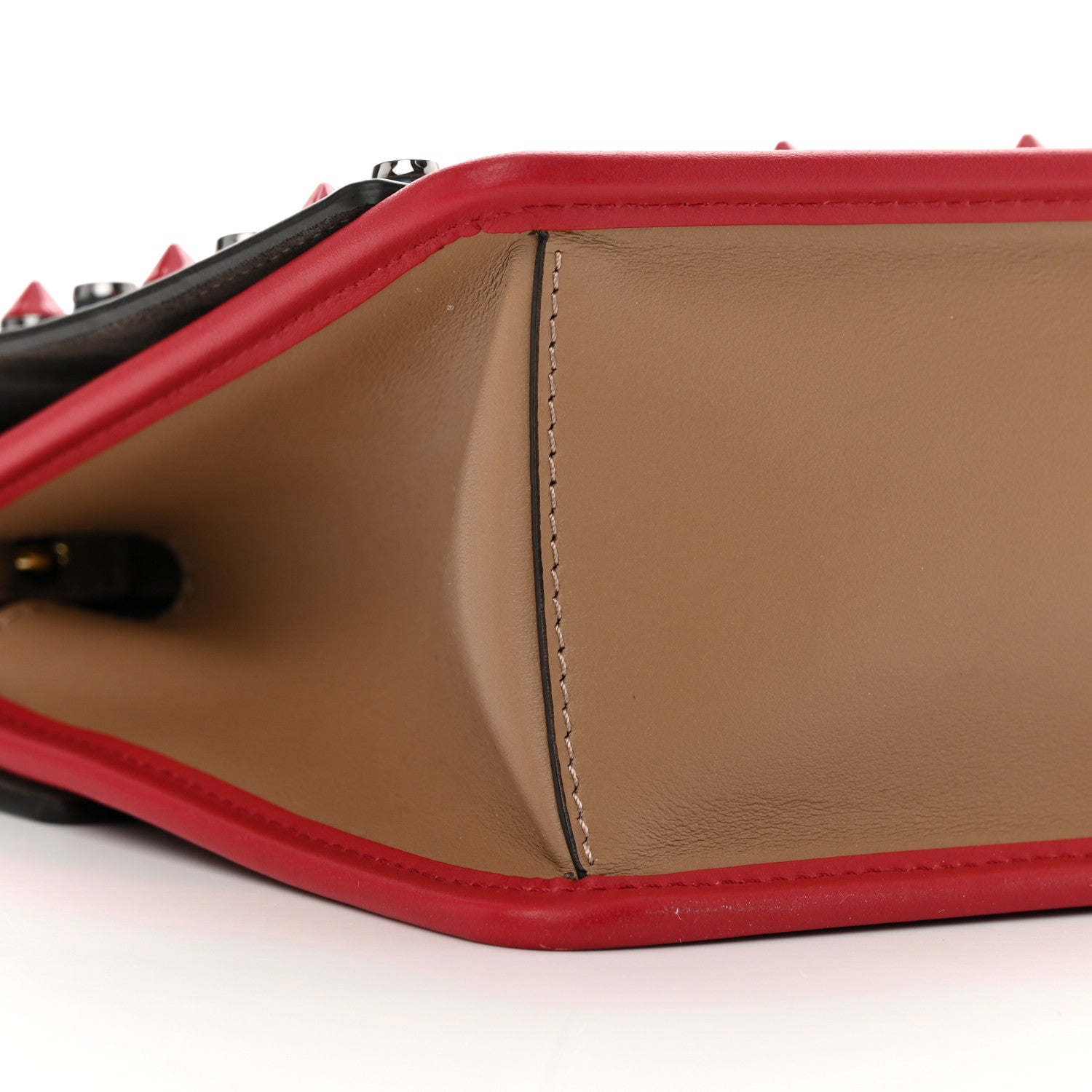 Fendi Calfskin F is Fendi Studded Small Kan I Shoulder Bag Tan 9 of 12