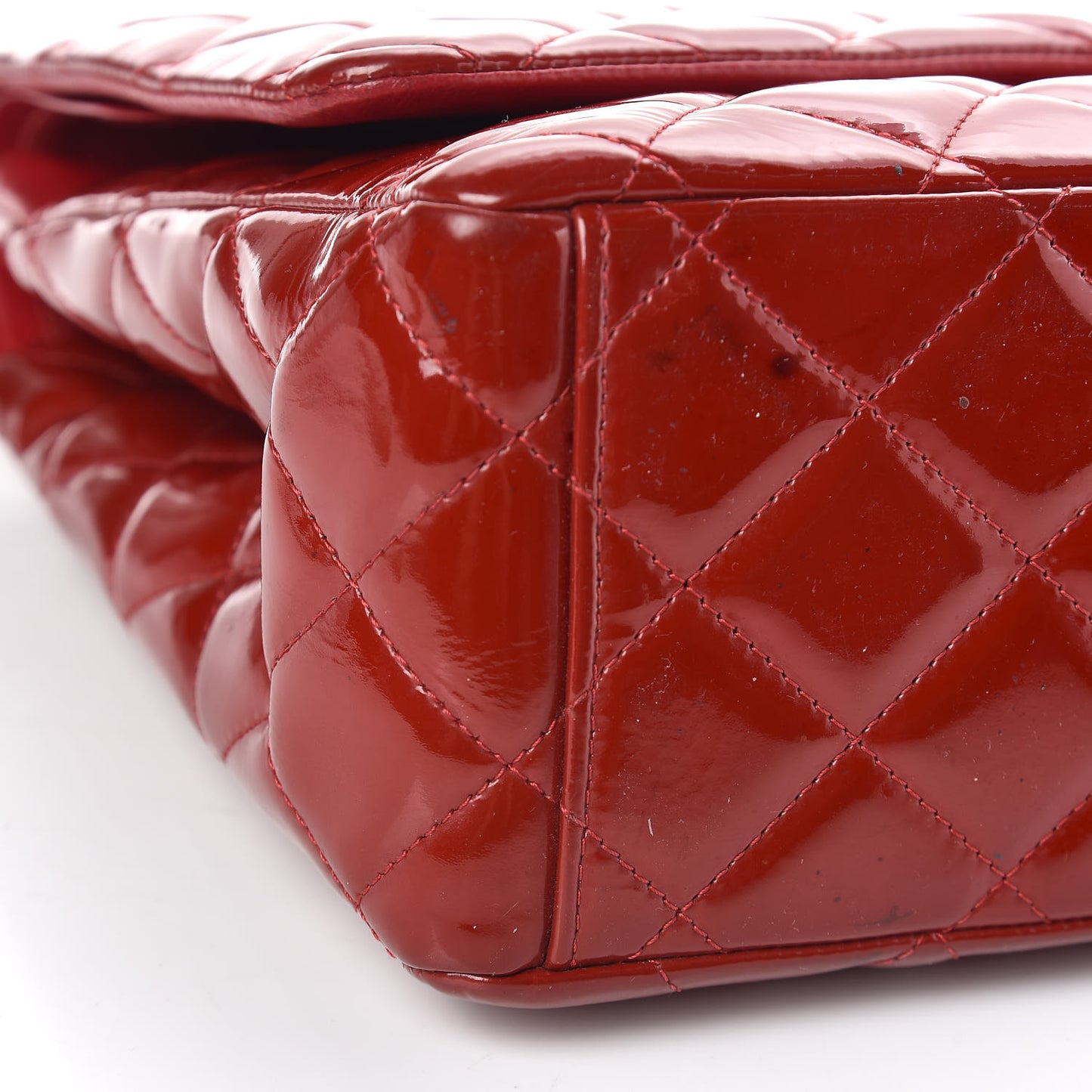 Patent Quilted Maxi Double Flap Red
