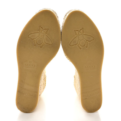 Gucci Nappa Matelasse GG Marmont Ankle Wrap Platform Espadrille Wedges 36.5 Banana 5 of 13