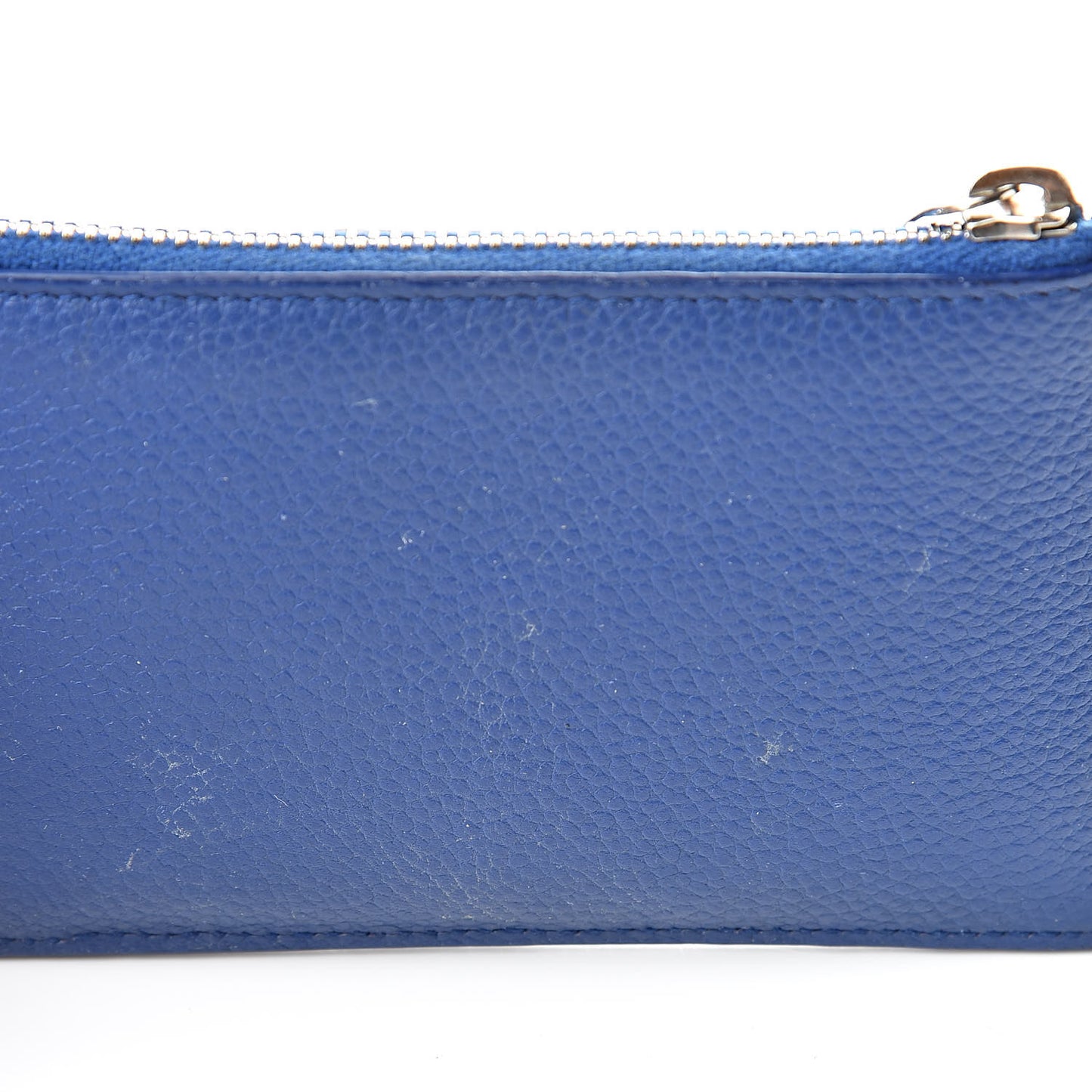 Grained Calfskin 5 Fragments Zip Pouch Card Holder Blue