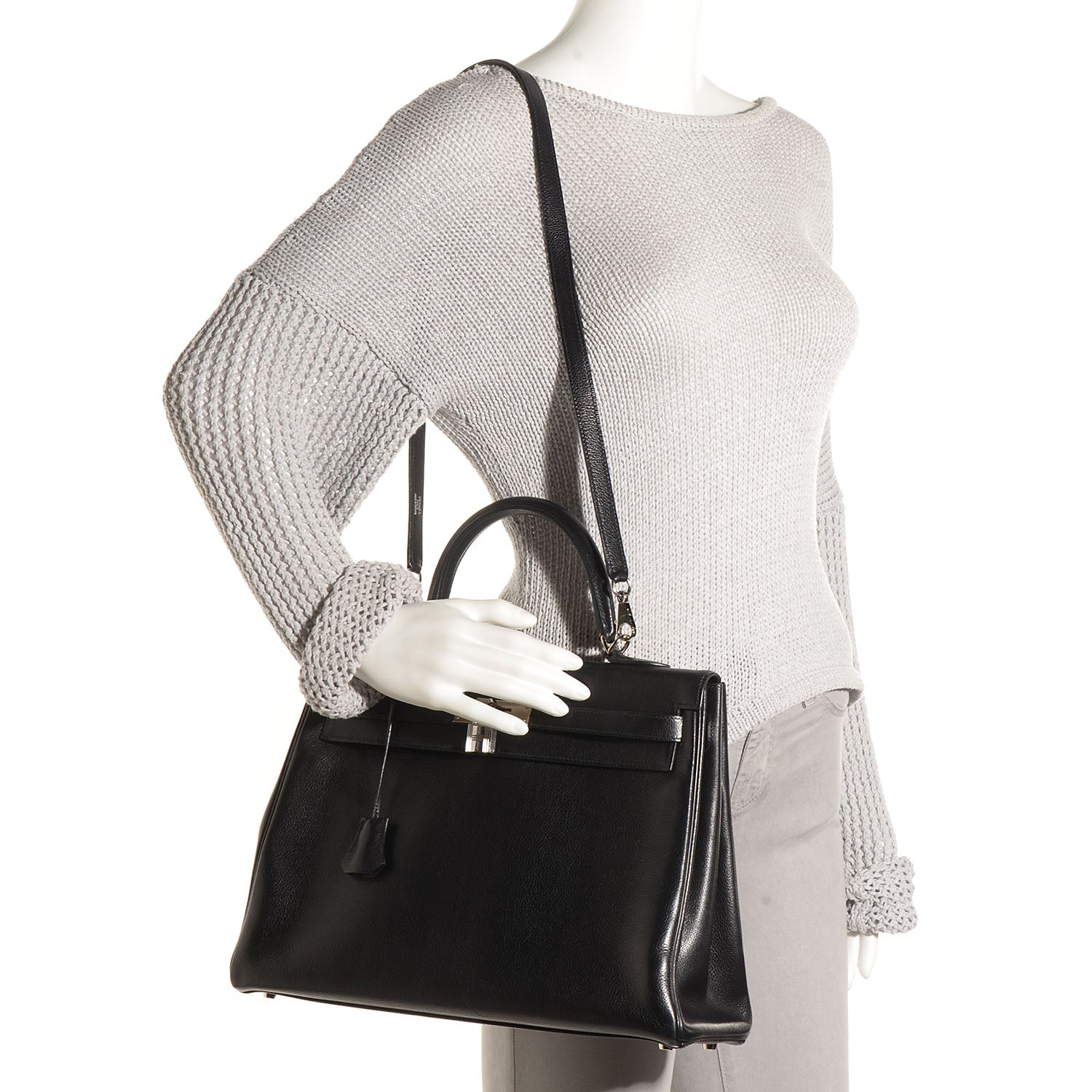 Hermes Evergrain Kelly Retourne 35 Black 2 of 28