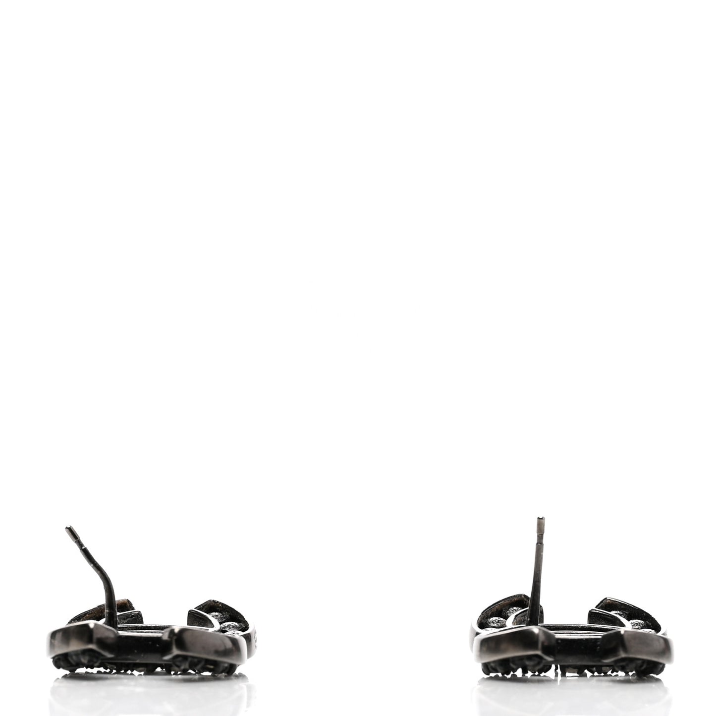 Crystal CC Earrings Black Silver
