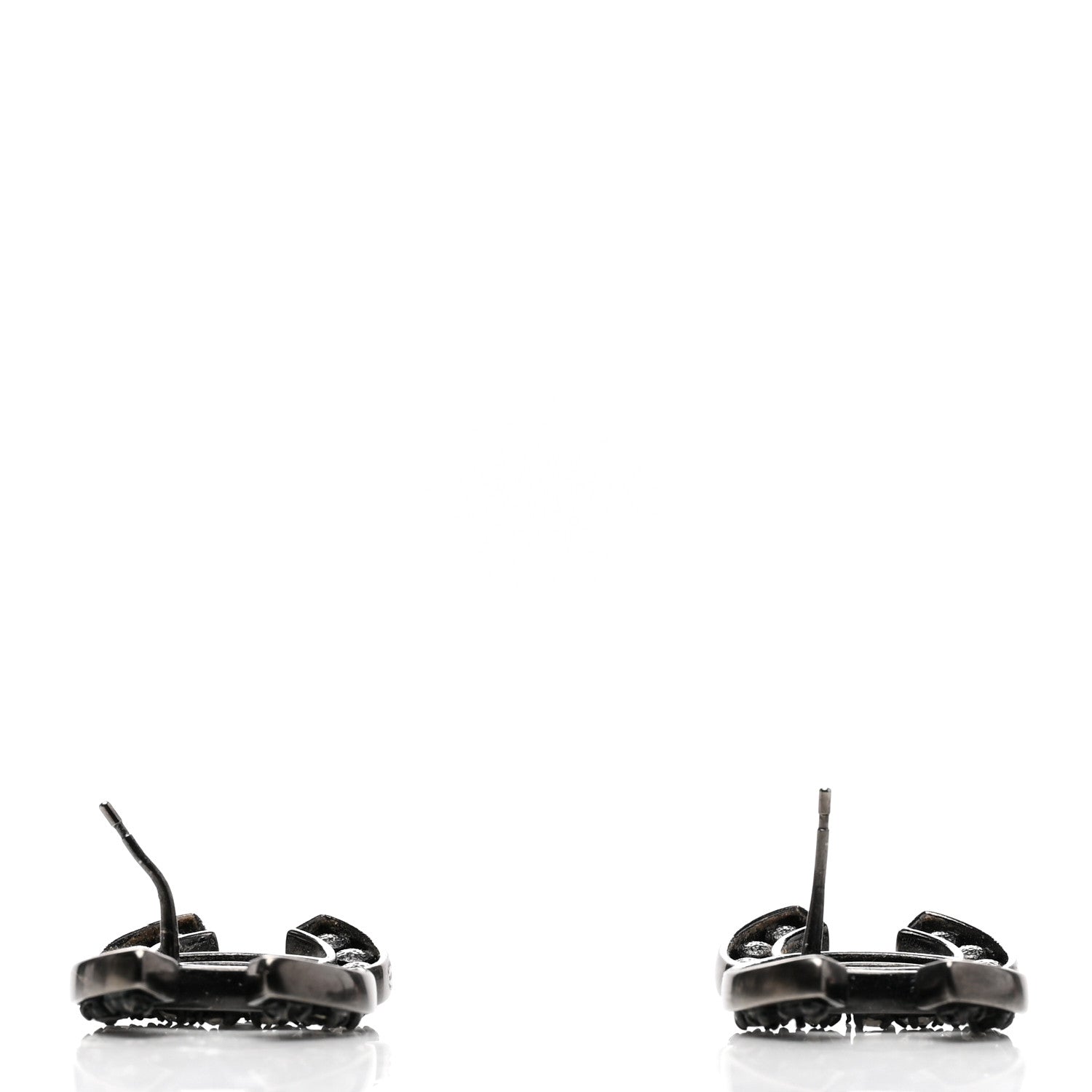Chanel Crystal CC Earrings Black Silver 5 of 5
