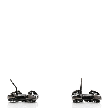 Chanel Crystal CC Earrings Black Silver 5 of 5