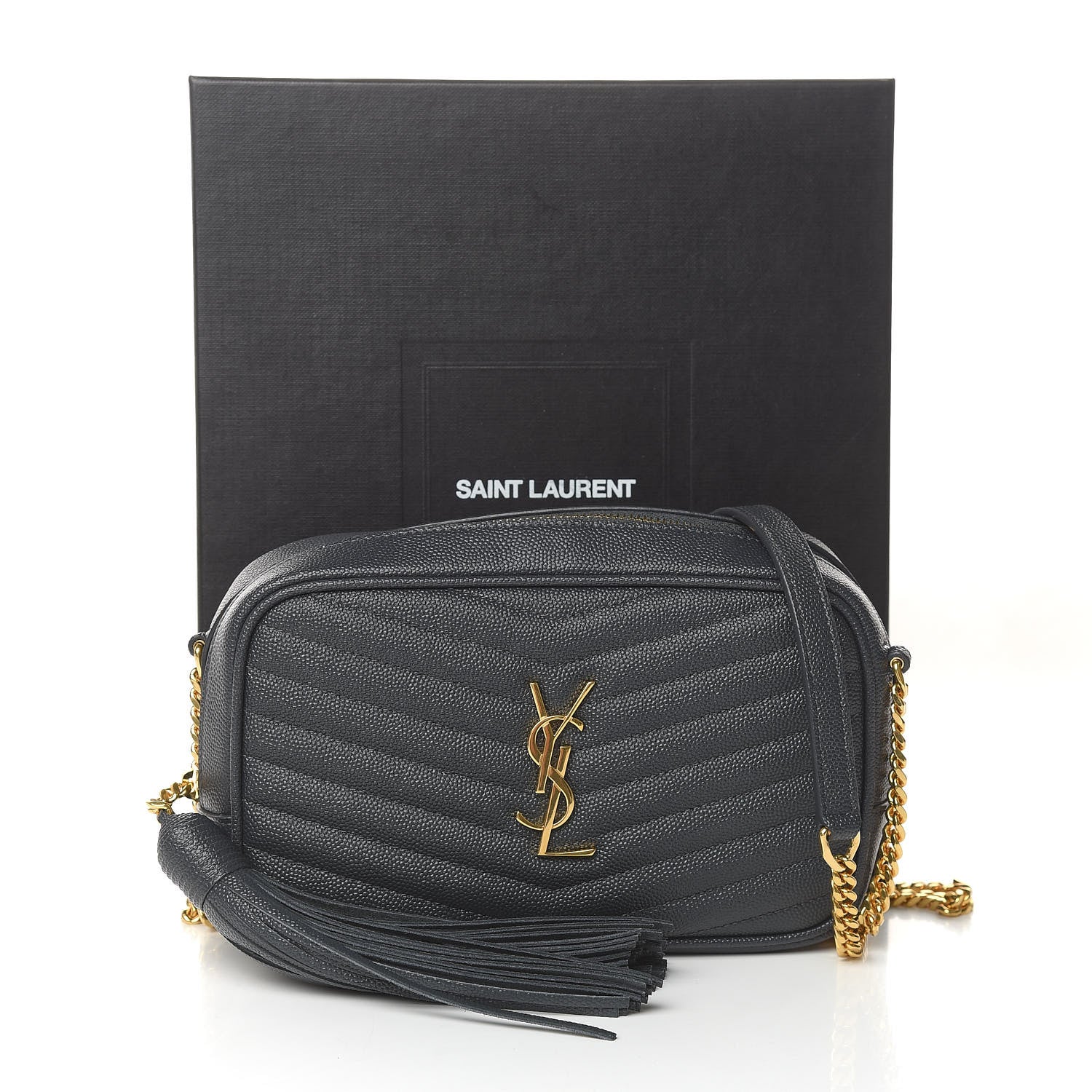Saint Laurent Grain De Poudre Matelasse Monogram Mini Lou Camera Bag Dark Smog 11 of 11