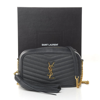 Saint Laurent Grain De Poudre Matelasse Monogram Mini Lou Camera Bag Dark Smog 11 of 11