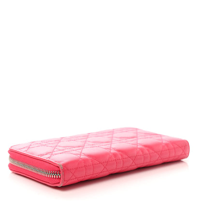 Christian Dior Lambskin Cannage Lady Dior Zip Wallet Rose Hot Pink 4 of 10