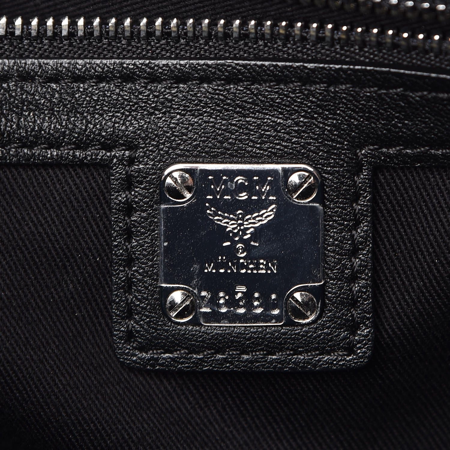 MCM Calfskin Ottomar Monogram Medium Klara Shopper Tote Black 6 of 7