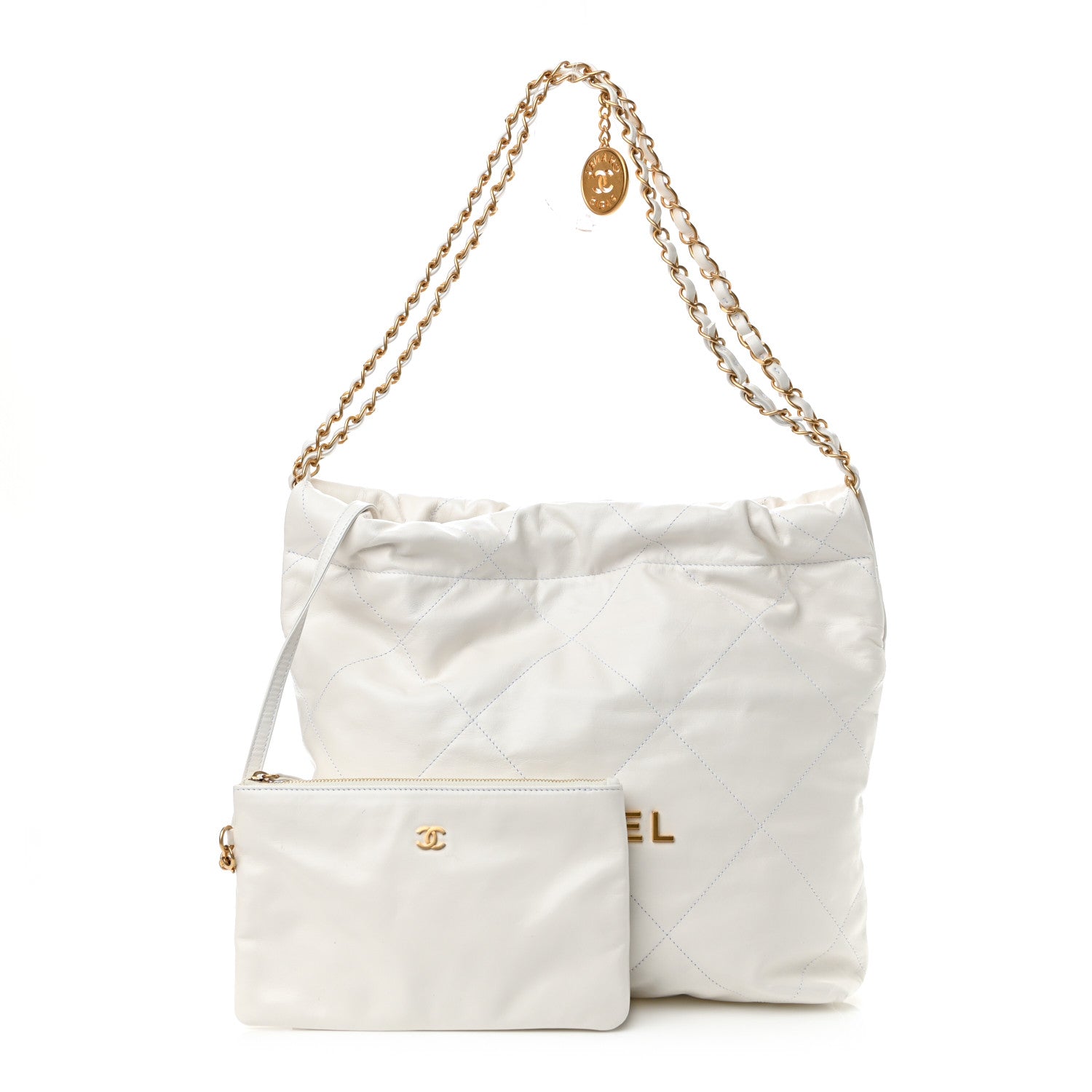 Chanel Shiny Calfskin Quilted Small Chanel 22 White 1 of 12