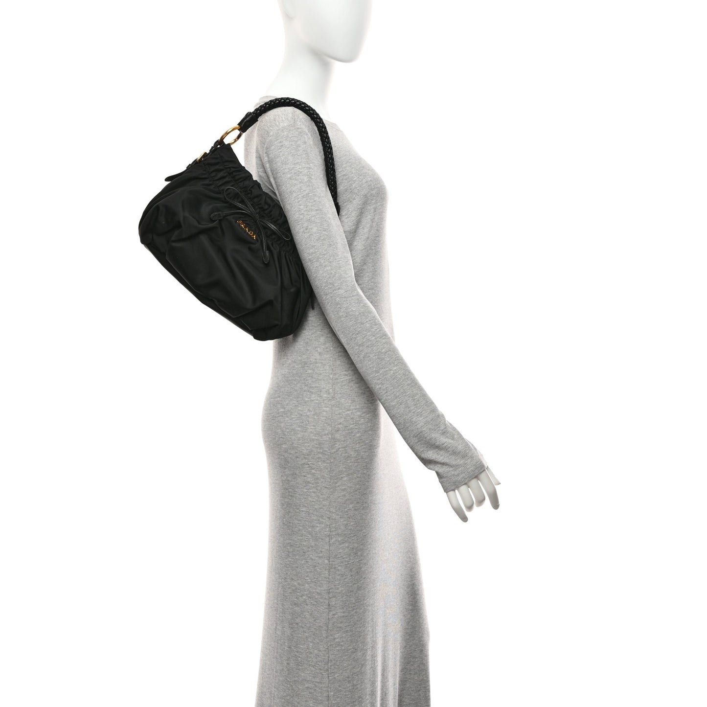 Tessuto Nylon Bow Shoulder Bag Black