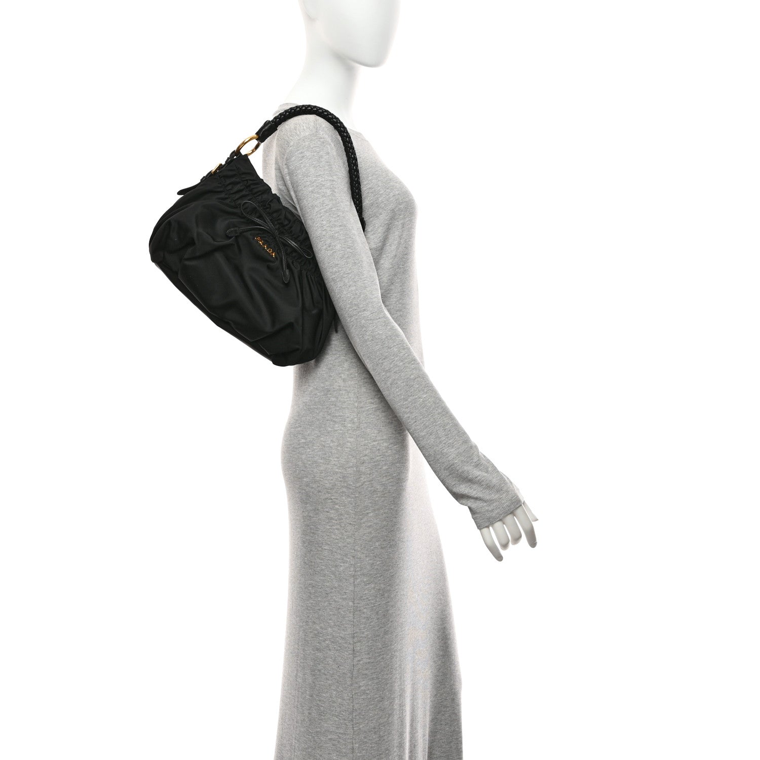 Prada Tessuto Nylon Bow Shoulder Bag Black 2 of 10