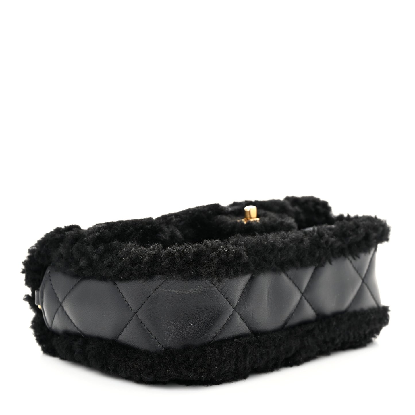 Shearling Lambskin Quilted Mini Furry Coco Flap Black