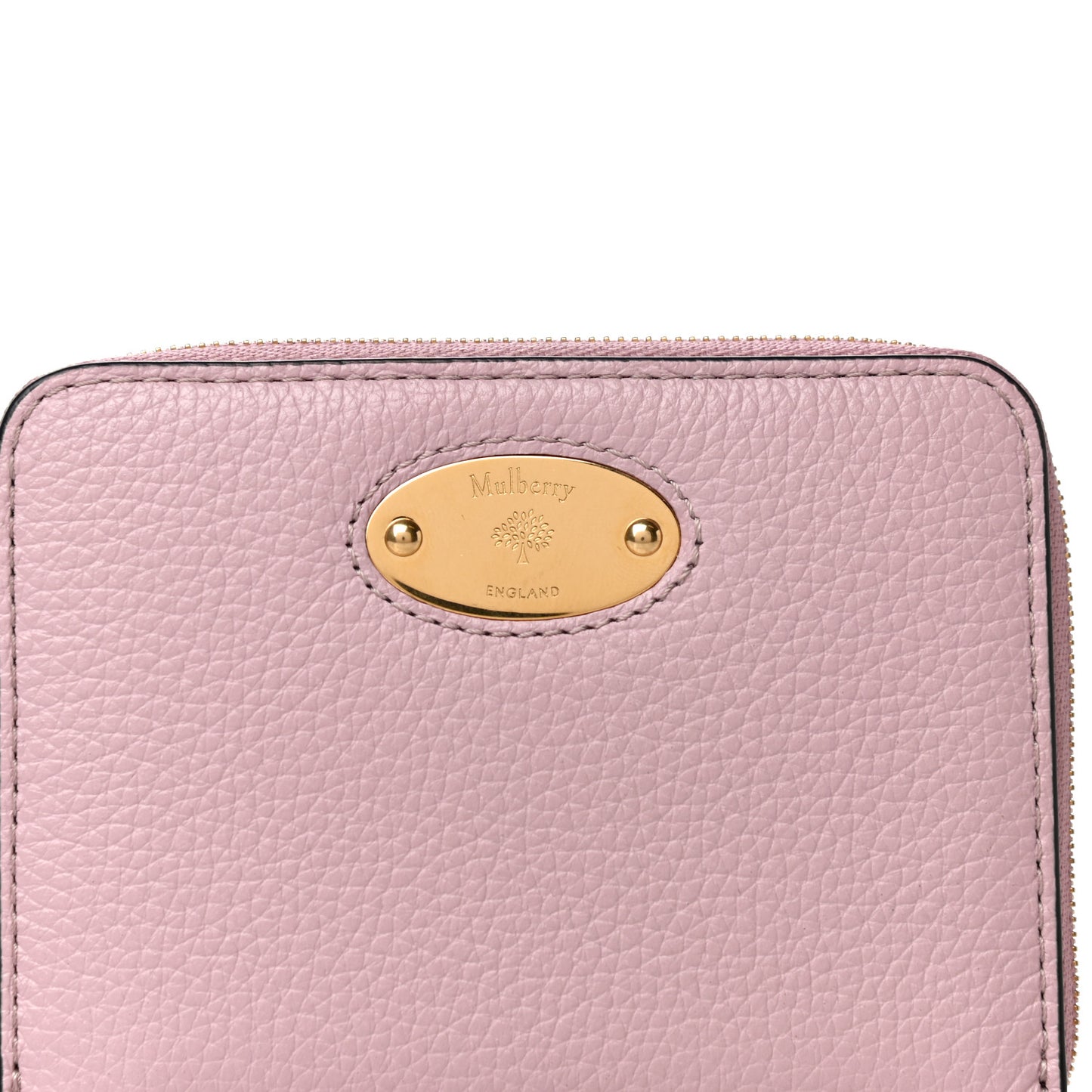 Small Classic Grain Compact Zip Wallet Powder Pink