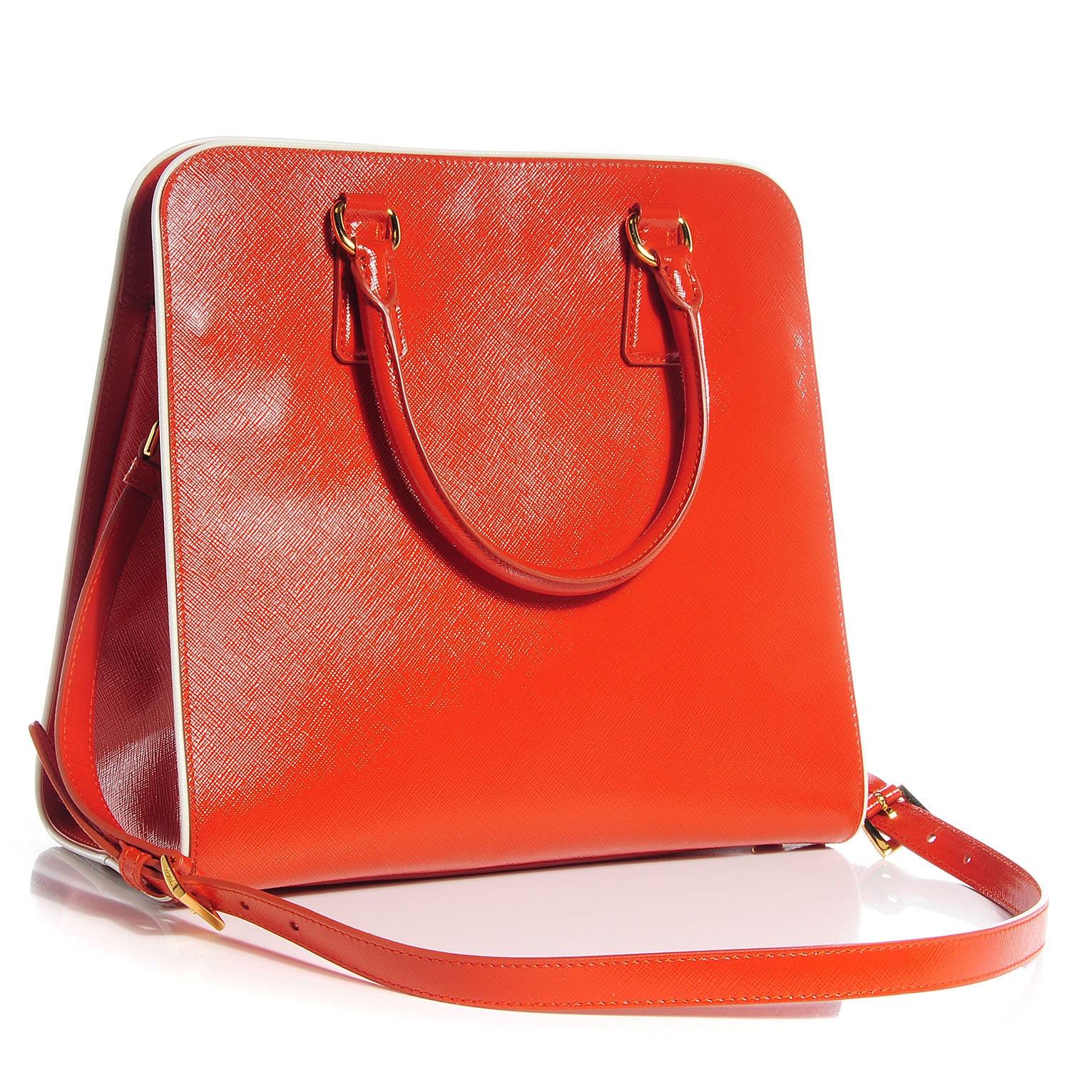 Prada Saffiano Vernice Shopping Tote Arancio 3 of 12