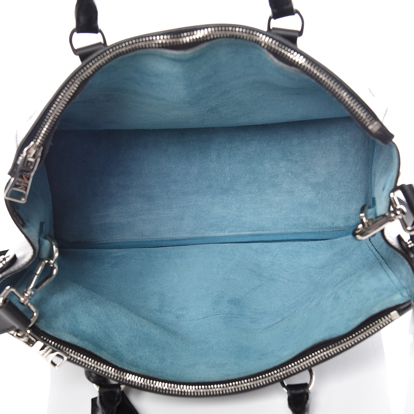 City Calf Bi-Color Medium Galleria Double Zip Tote Black Celeste