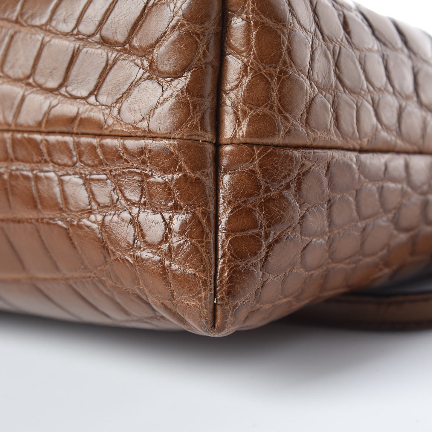 Alligator Mink Little Crush Bag Brown