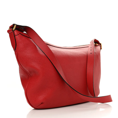 Gucci Grained Calfskin Logo Half Moon Hobo Red 3 of 12