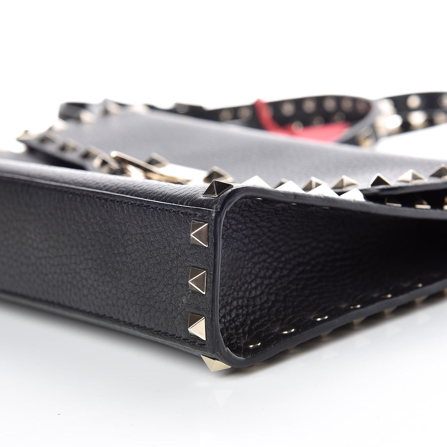 Pebbled Calfskin Medium Rockstud Flip Lock Crossbody Bag Black