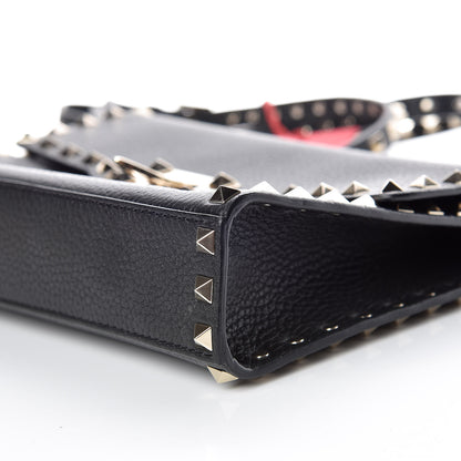 Valentino Garavani Pebbled Calfskin Medium Rockstud Flip Lock Crossbody Bag Black 9 of 9