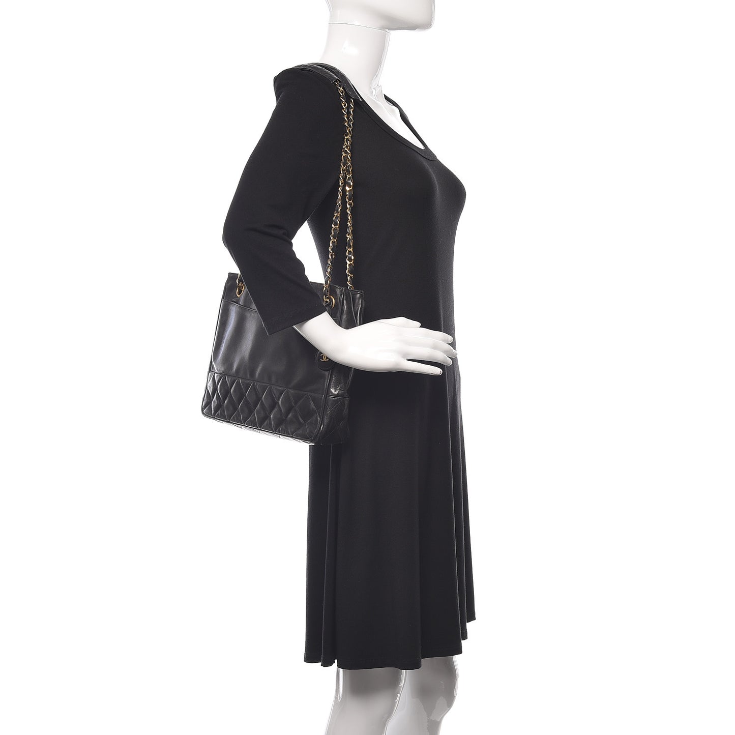 Lambskin Quilted Shoulder Bag Black