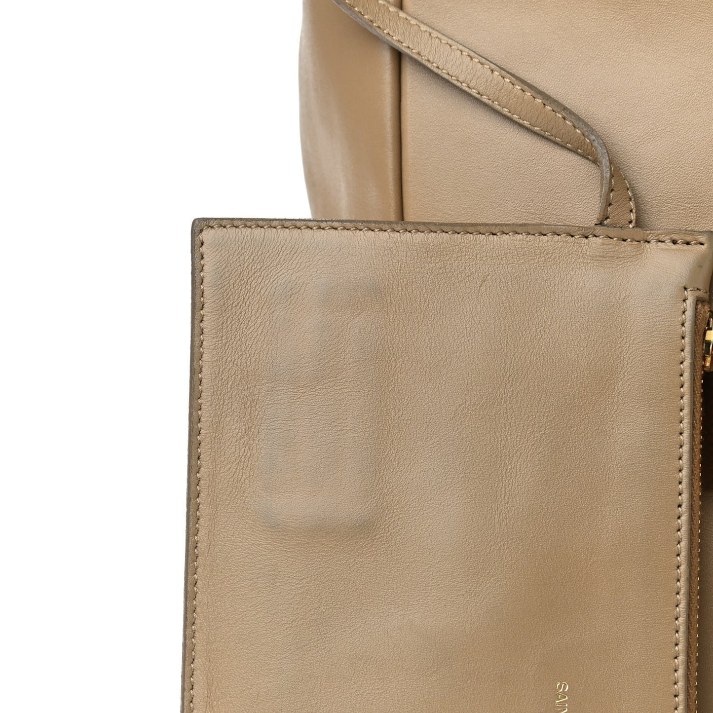 Calfskin Suede North South Reversible Shopping Tote Beige Black