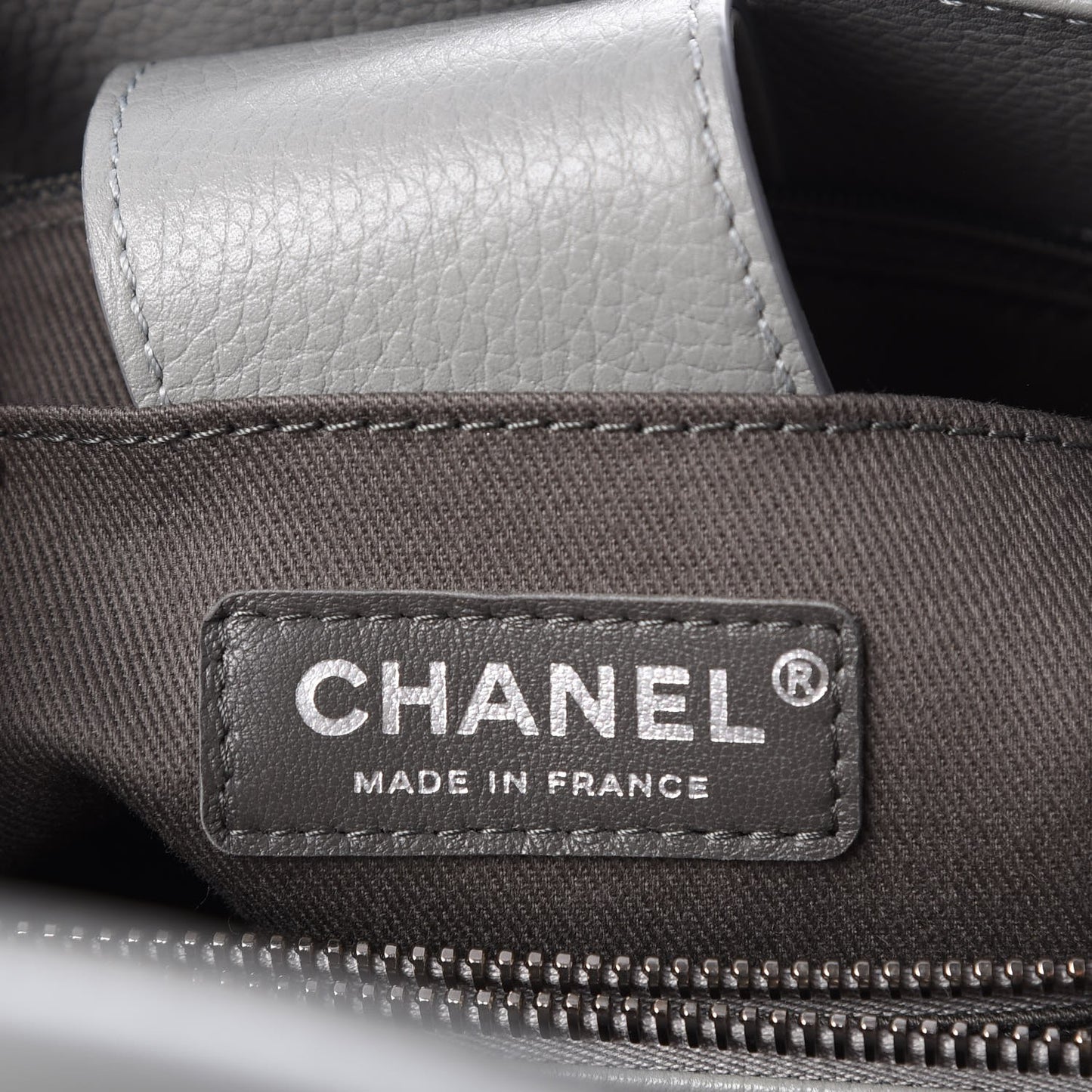 Grained Calfskin Small Neo Executive Shopper Tote Grey
