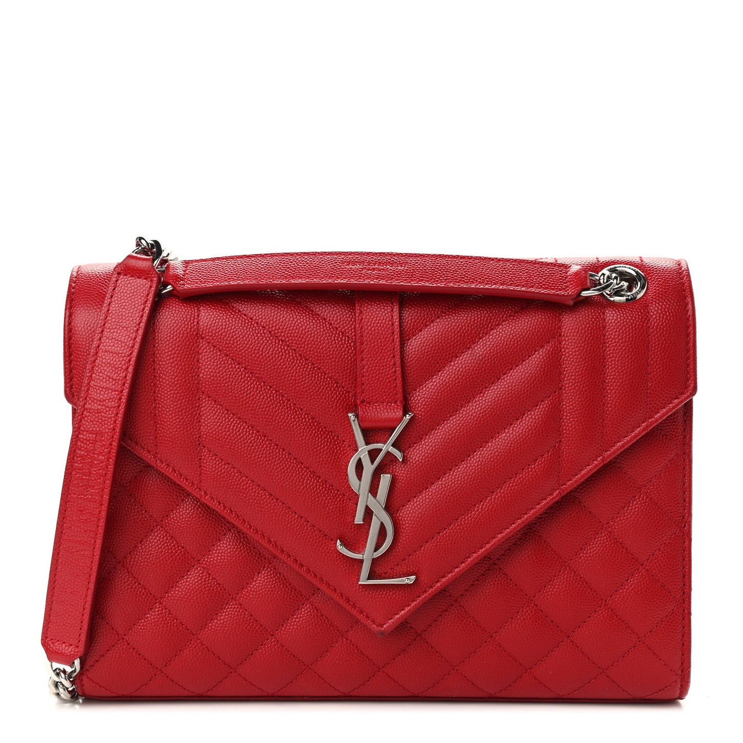 Grain De Poudre Textured Mixed Matelasse Triquilt Medium Monogram Satchel New Red