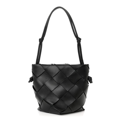 Bottega Veneta Nappa Maxi Intrecciato Clasp Bucket Bag Black 1 of 13