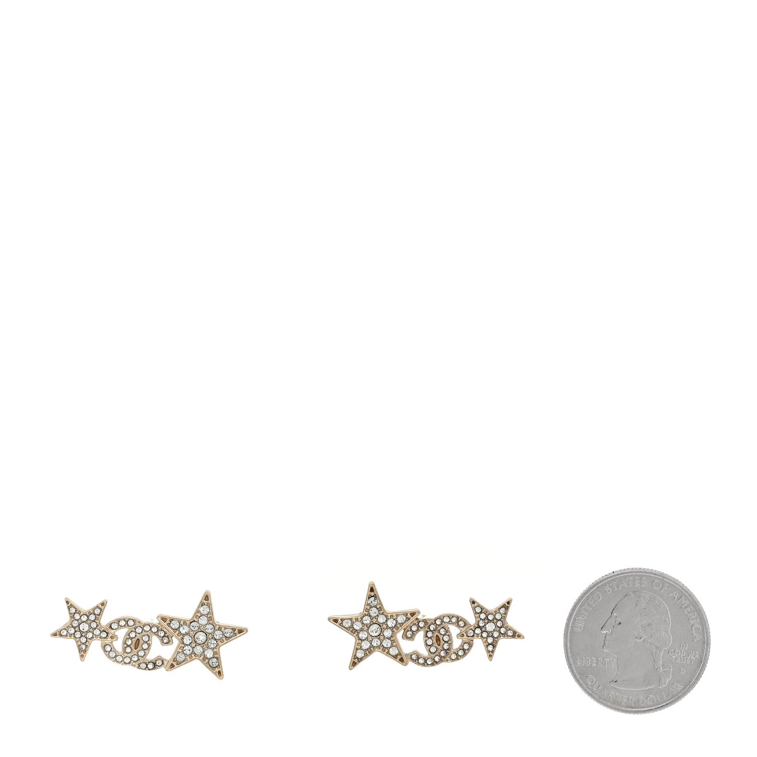 Chanel Crystal Star CC Earrings Gold 2 of 5