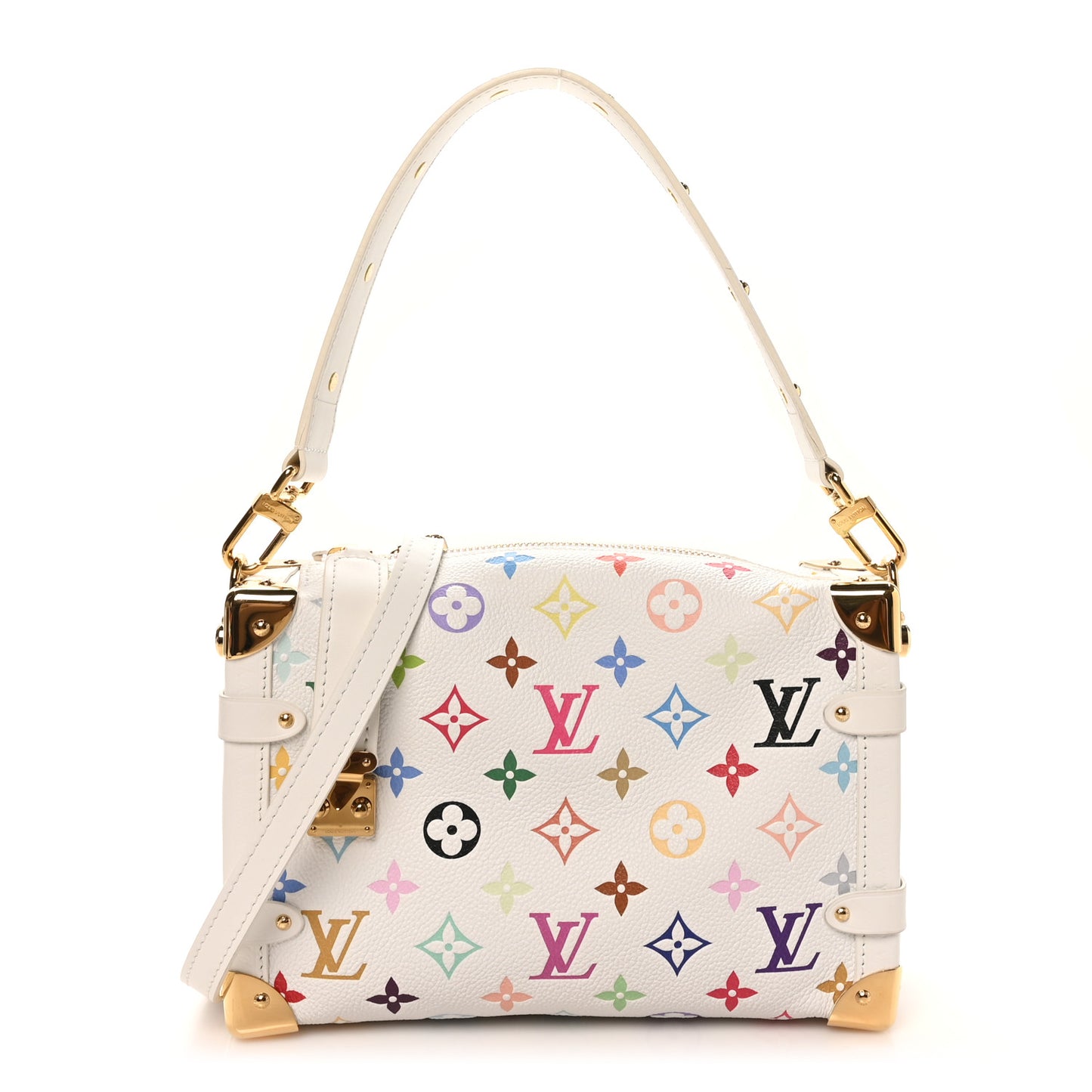 LV x TM Cowhide Monogram Multicolor Side Trunk MM White