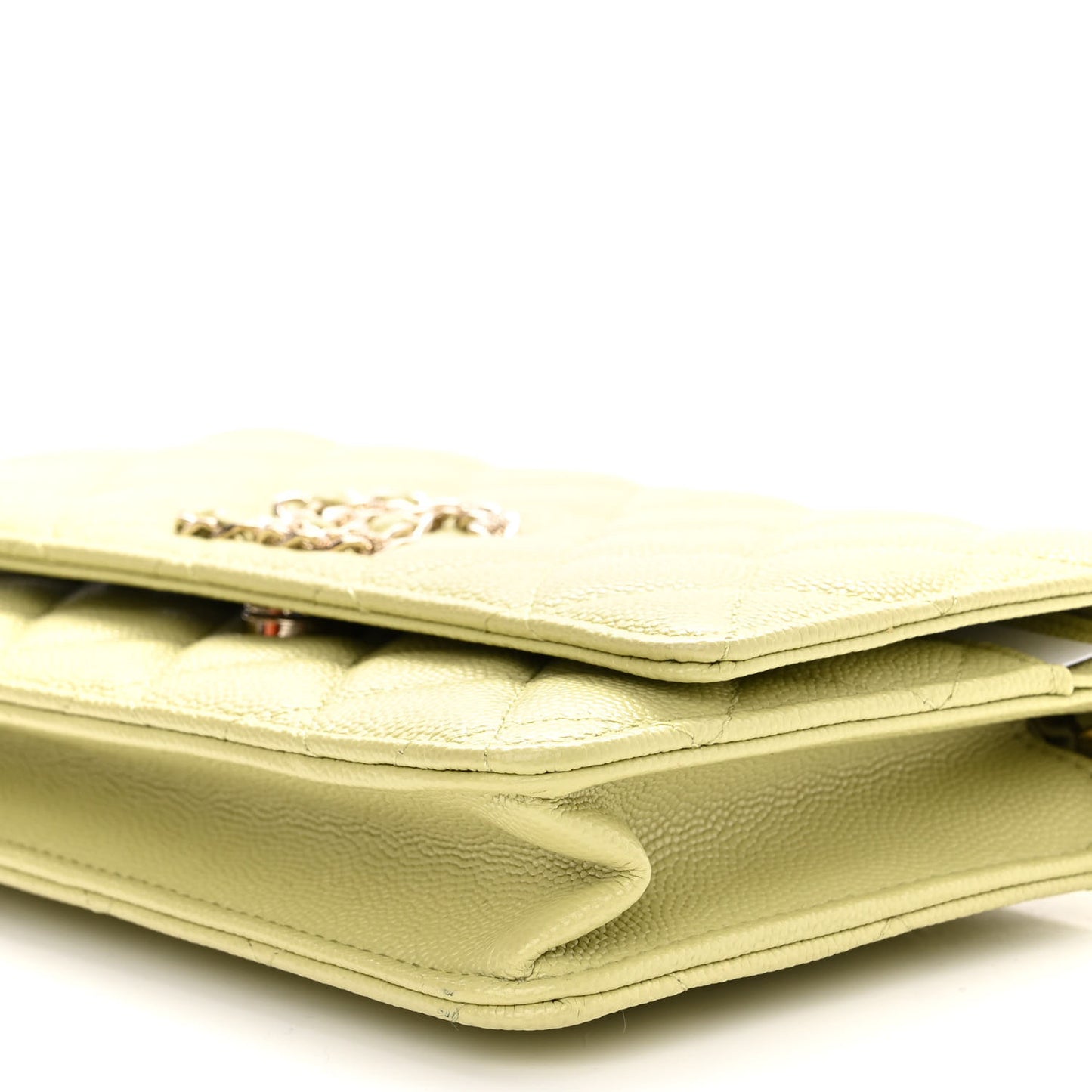 Caviar Quilted French New Wave Chain CC Wallet On Chain WOC Light Green