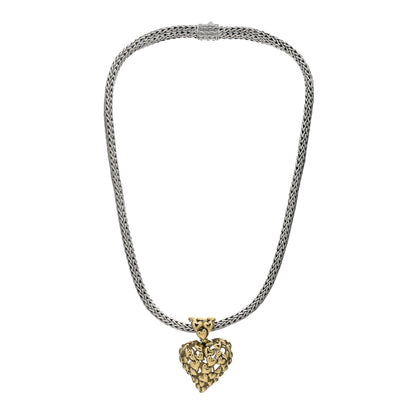 John Hardy Sterling Silver 18K Yellow Gold 7mm Classic Chain Heart Pendant Necklace 2 of 3