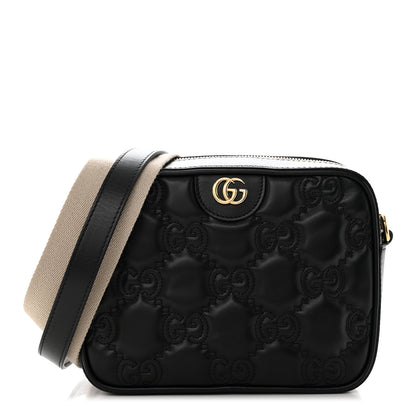 Gucci Calfskin GG Matelasse Shoulder Bag Black Natural 1 of 17