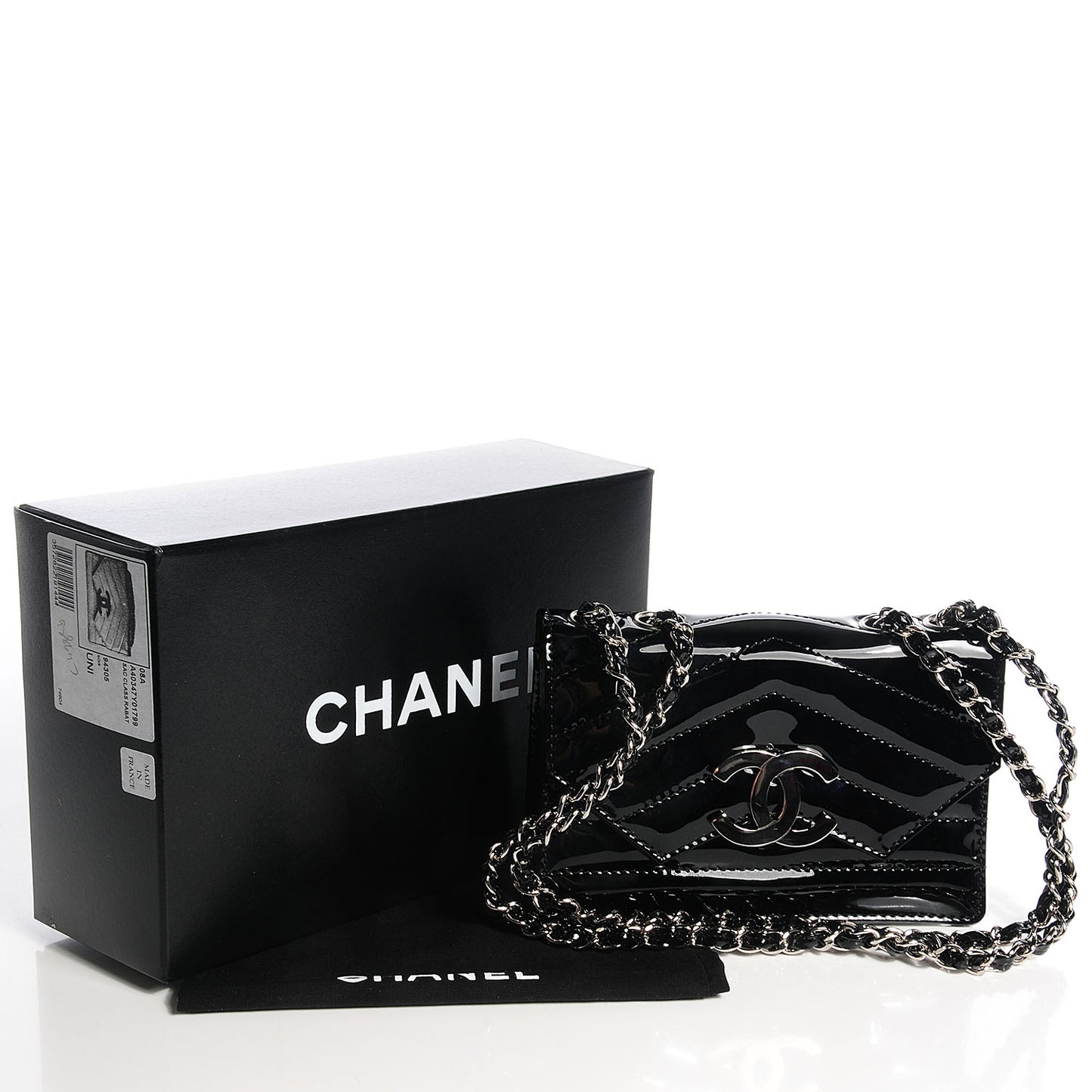 Patent Chevron Small Cutaway Flap Black