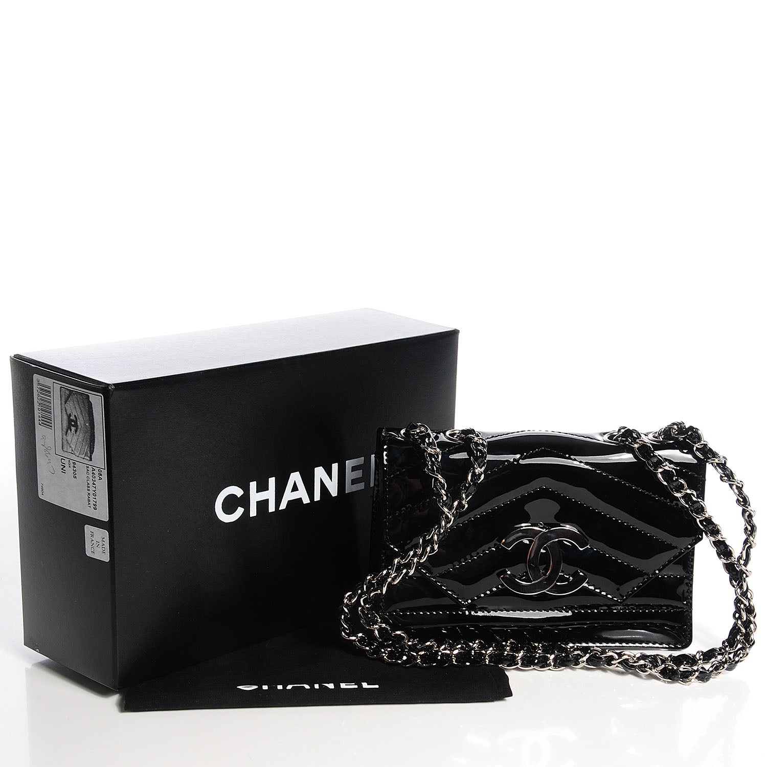 Chanel Patent Chevron Small Cutaway Flap Black 5 of 8