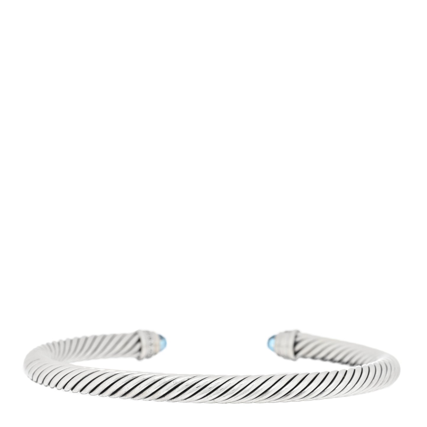 Sterling Silver Diamond Blue Topaz 5mm Cable Classics Bracelet