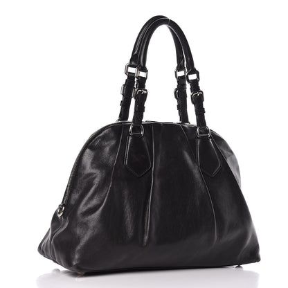 Prada Soft Calfskin Dome Sachel Black 3 of 15