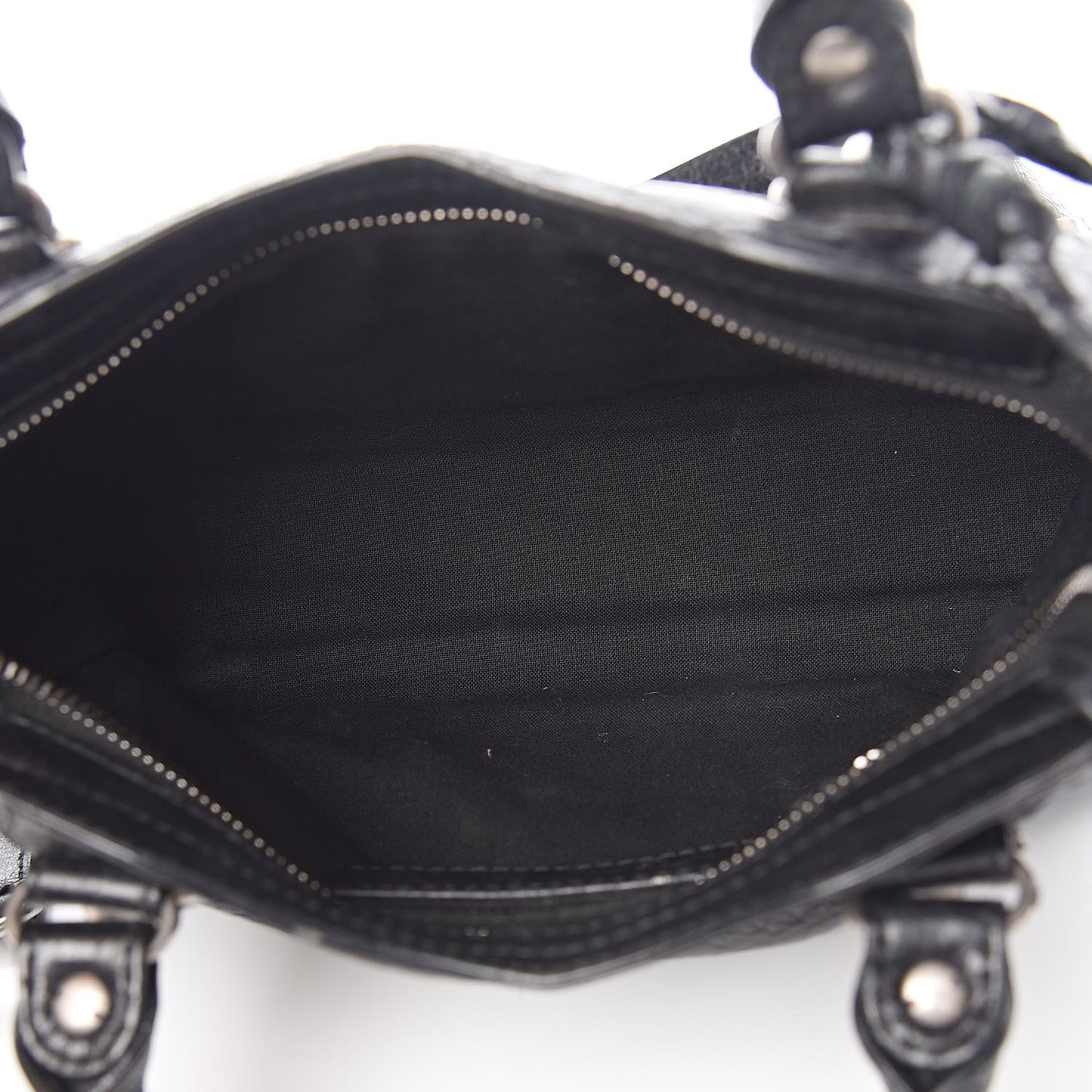 Agneau Silver Metallic Edge Hardware Mini City Black