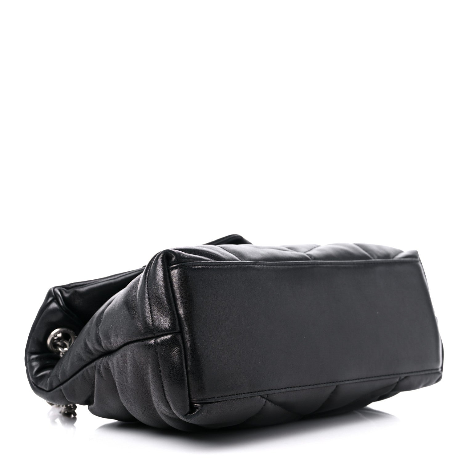 Saint Laurent Lambskin Quilted Small Loulou Puffer Monogram Chain Satchel Black 4 of 12