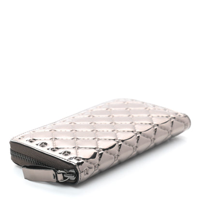 Valentino Garavani Metallic Patent Rockstud Spike Continental Zip Around Wallet Rutenio 4 of 8