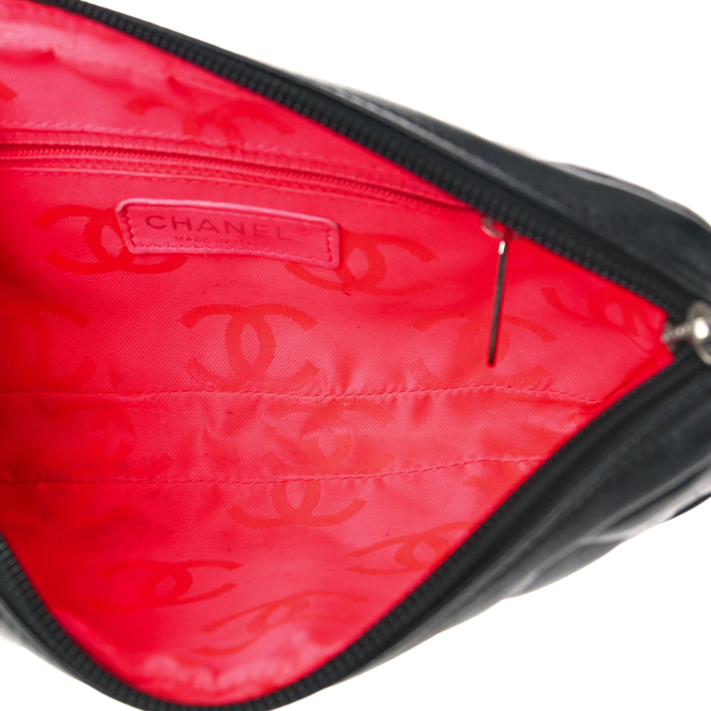 Calfskin Quilted Cambon Pochette Black White