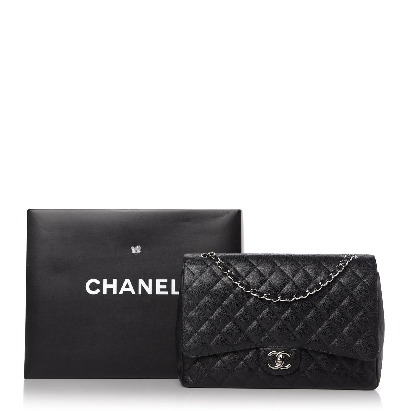 Caviar Quilted Maxi Double Flap Black