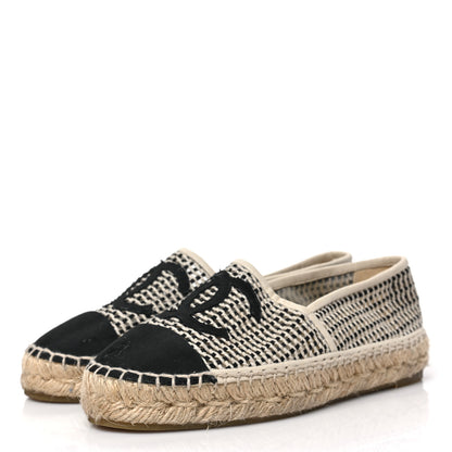 Chanel Mesh Grosgrain CC Espadrilles 36 Beige Black 3 of 9