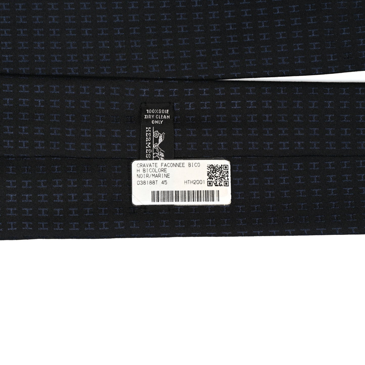 Woven Silk H Bi-Color Mens Neck Tie Black Marine