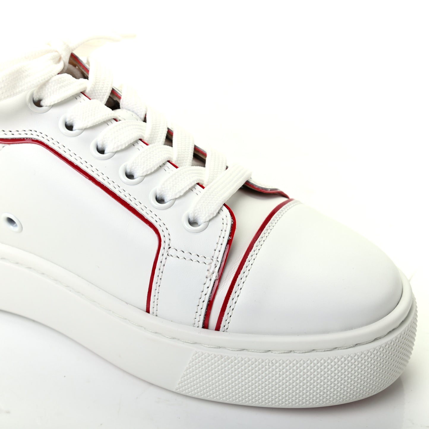 Calfskin Patent Vieirissima Flat Sneakers 36.5 White Loubi