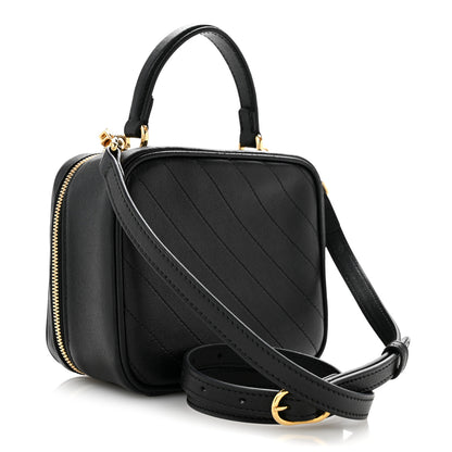 Gucci Sakai Be Green Calfskin Diagonal Stitched Blondie Top Handle Bag Black 3 of 14