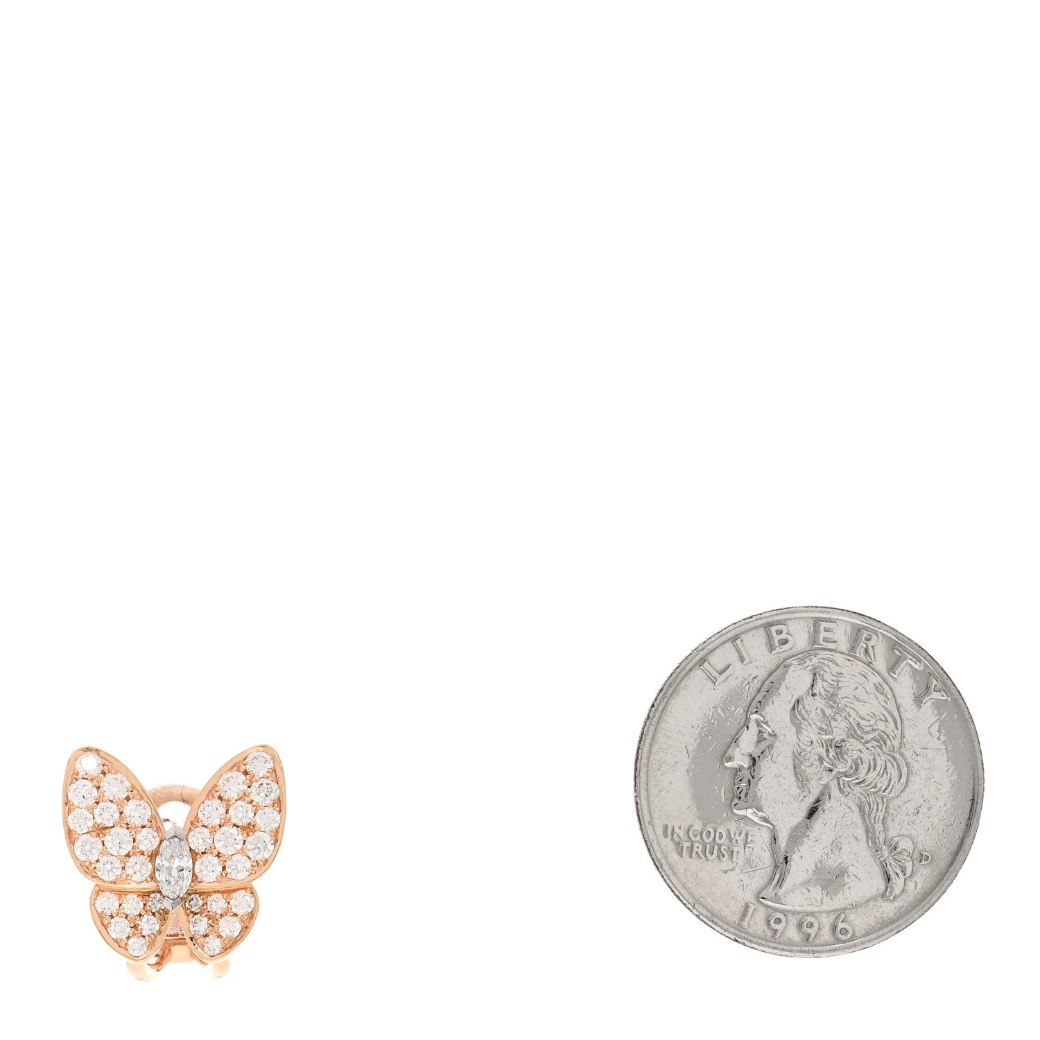 Van Cleef & Arpels 18K Rose Gold Diamond Butterfly Single Earring 2 of 5