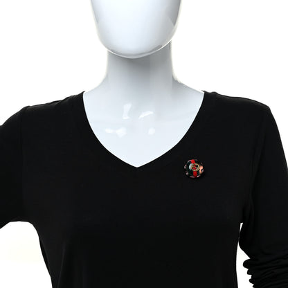 Gucci Resin Strass Vintage Web Stud Pin Red Green 2 of 5