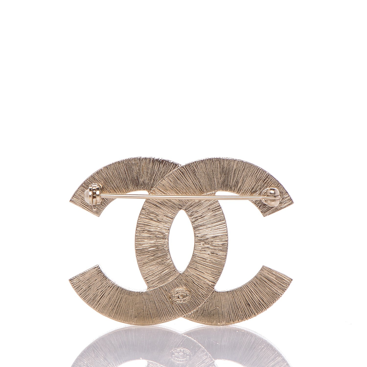 Chanel Metal Quilted CC Brooch Silver Gold 3 of 4