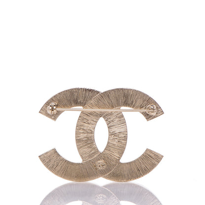 Chanel Metal Quilted CC Brooch Silver Gold 3 of 4